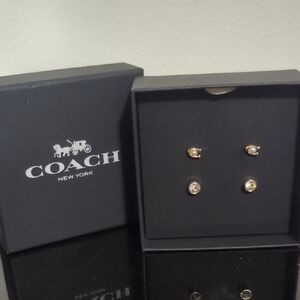 Coach Gold-Tone Stud Earrings Set
